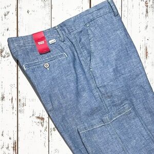 Levis Linen Blend Chambray Pants Mens 31 x 28 Mid Rise Resort Coastal Summer New